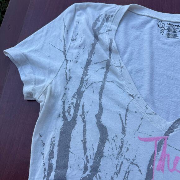 Billabong Women's Graphic Tee - Gray/Pink - Size Large - Picture 2 of 5
